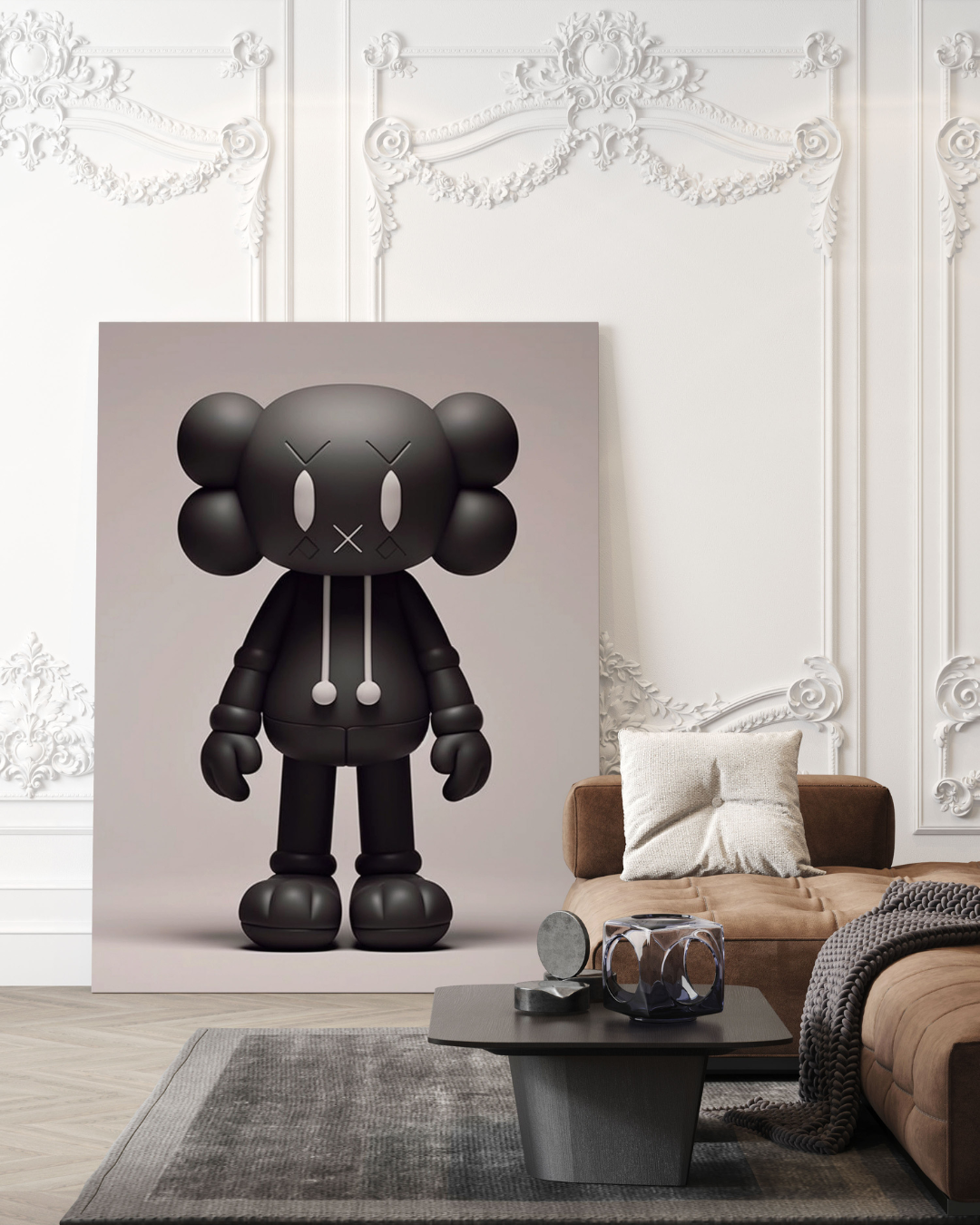KAWS-Inspired Monochrome Companion Wall Canvas