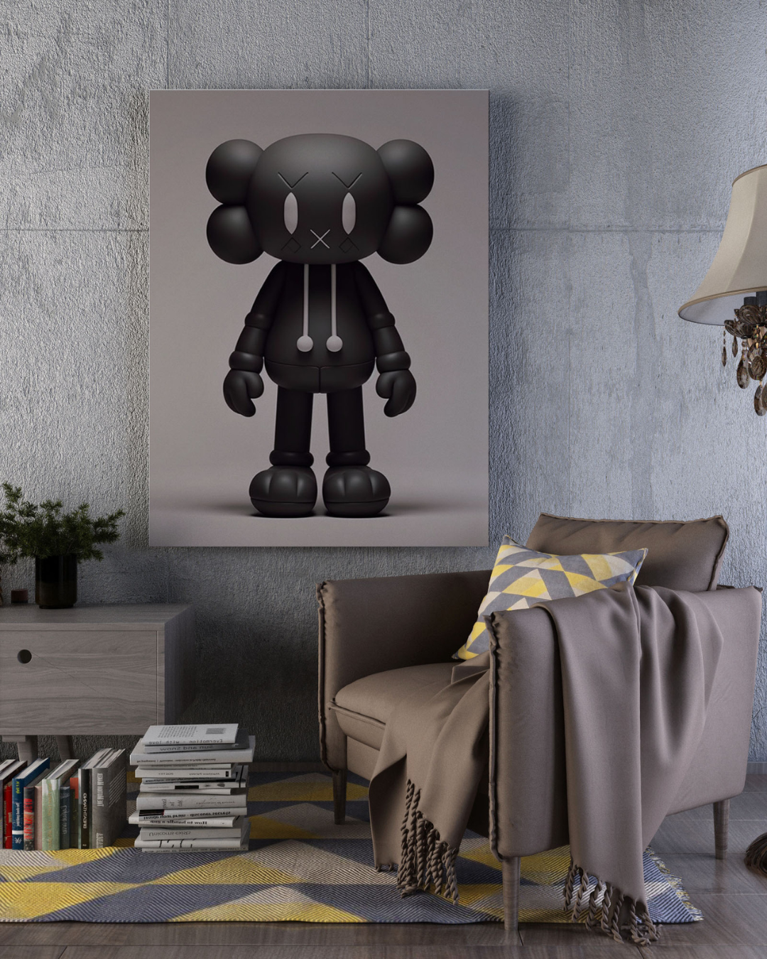 KAWS-Inspired Monochrome Companion Wall Canvas