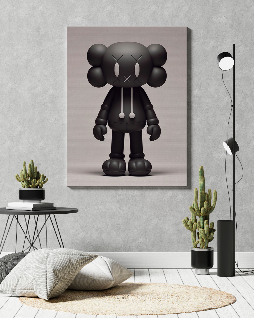 KAWS-Inspired Monochrome Companion Wall Canvas