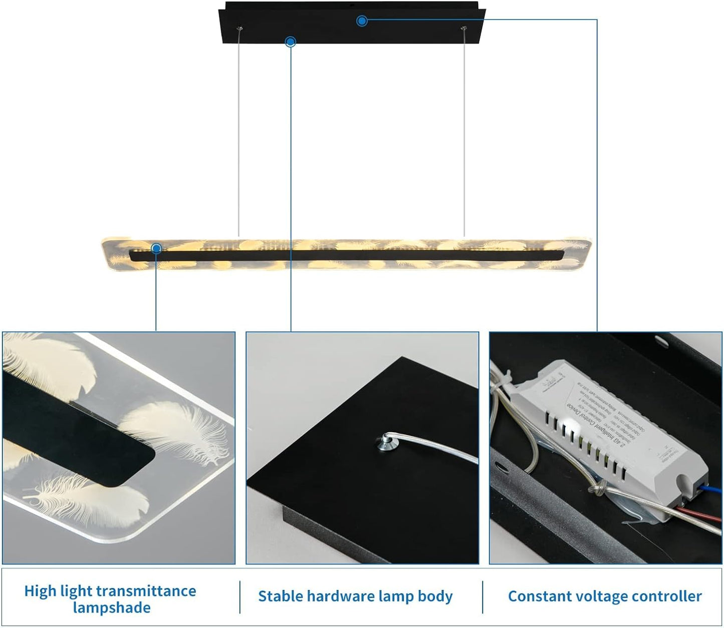 Adjustable Cord Long Strip Pendant Light