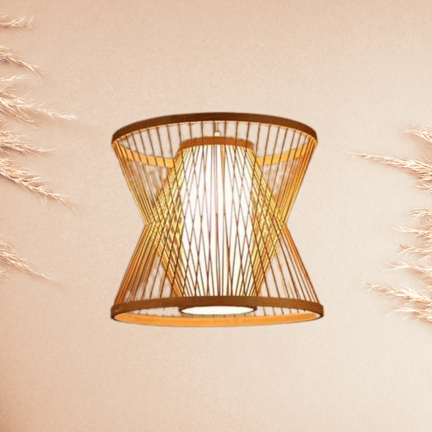 Boho Double Cone Japanese Bamboo Ceiling Light