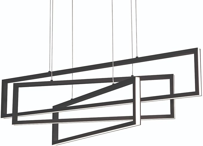 3-Light Black Transitional Geometric LED Hanging Pendant Light
