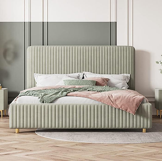 Faby Olive Green Velvet Bed