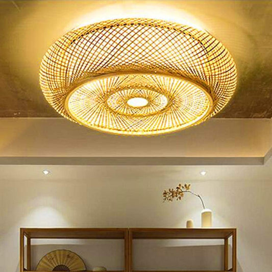 Boho Bamboo Ceiling Light Natural Rattan Pendant Lamp