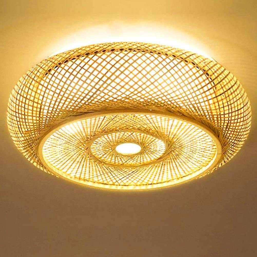 Boho Bamboo Ceiling Light Natural Rattan Pendant Lamp