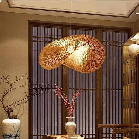 Boho Woven Bamboo Pendant Light