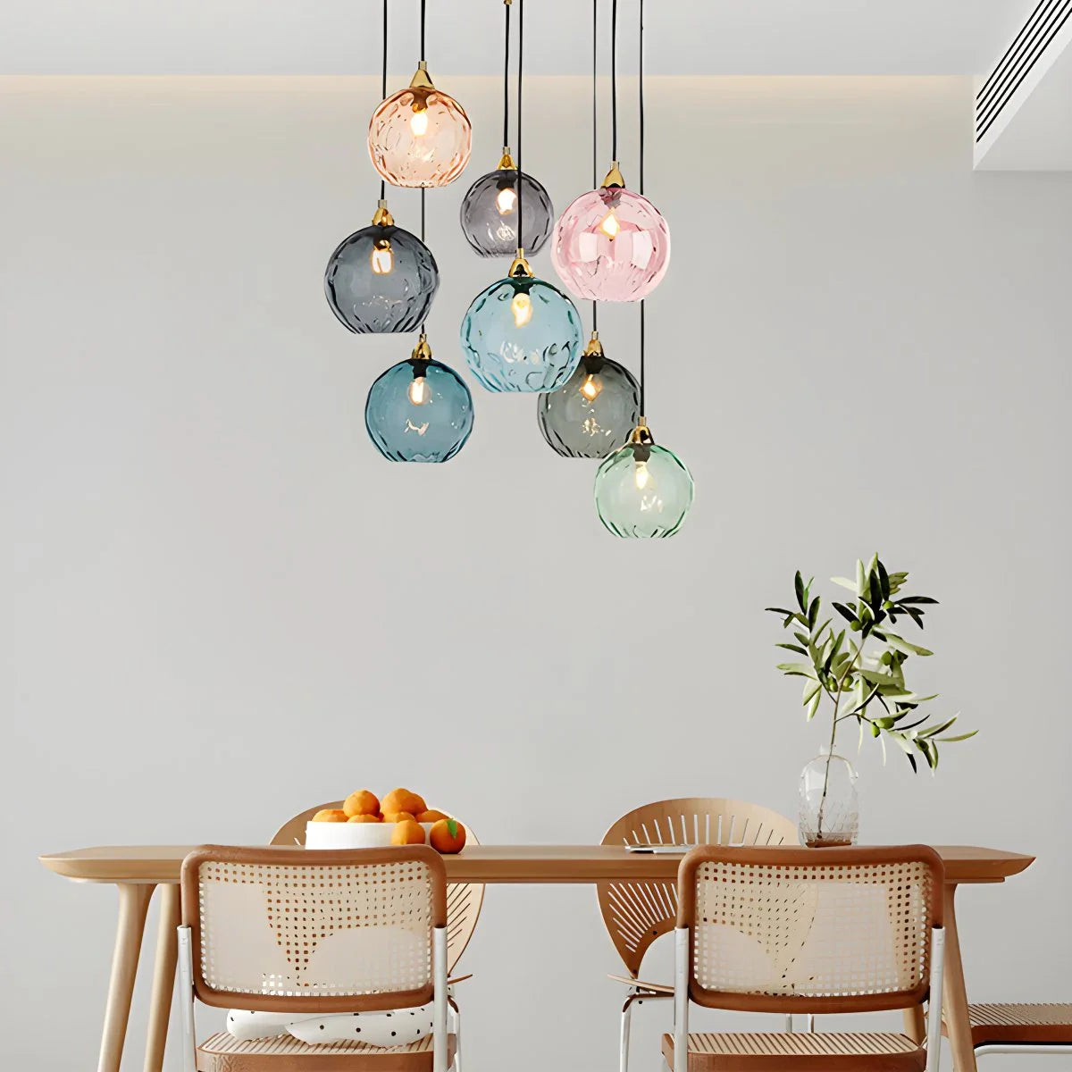 Colorful Glass Ball Pendant Light for Living Room - 10 lamps