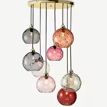 Colorful Glass Ball Pendant Light for Living Room - 10 lamps
