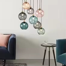 Colorful Glass Ball Pendant Light for Living Room - 10 lamps