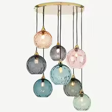 Colorful Glass Ball Pendant Light for Living Room - 10 lamps