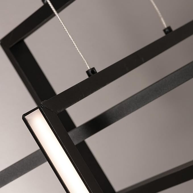 3-Light Black Transitional Geometric LED Hanging Pendant Light