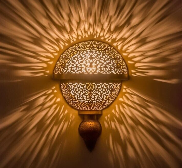 Handmade Moroccan Brass Wall Lamp