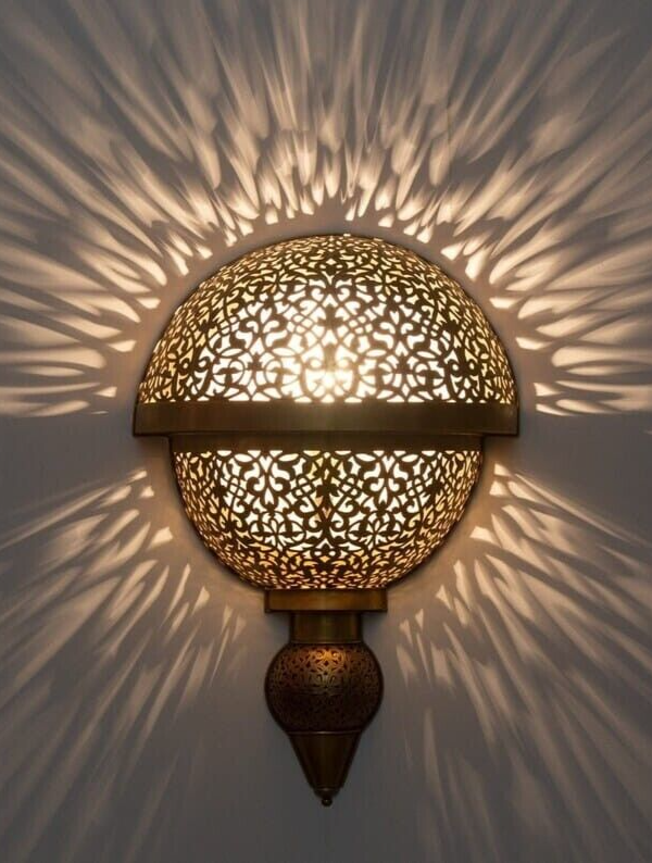 Handmade Moroccan Brass Wall Lamp